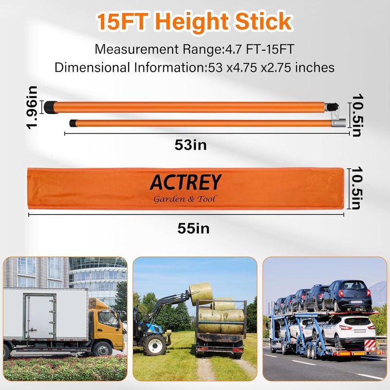 ACTREY Height Stick for Trucks,15FT Load Height Measuring Stick,Fiberglass Truck Height Stick with Adjustable Pole,Height Stick for Trucks Height Measuring Stick,Car Haulers - Image 5